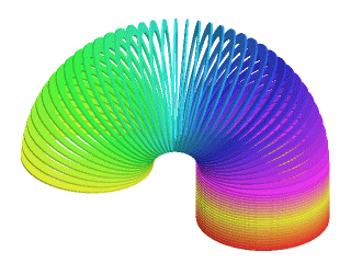 a looping transparent gif of a rainbow slinky shifting from left to right.